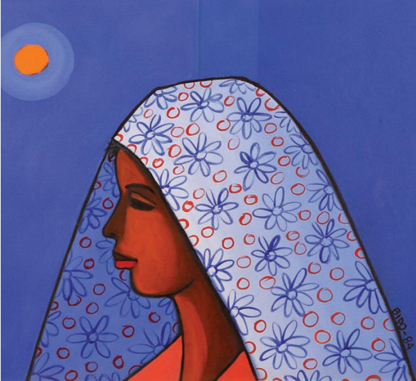 Candido Bido - Woman in profile, acrylic on canvas, 1984