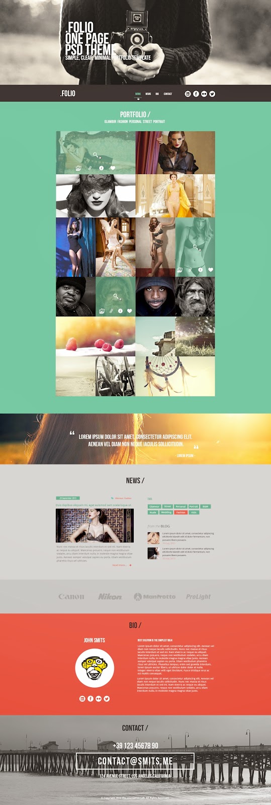 Folio One Page PSD Theme