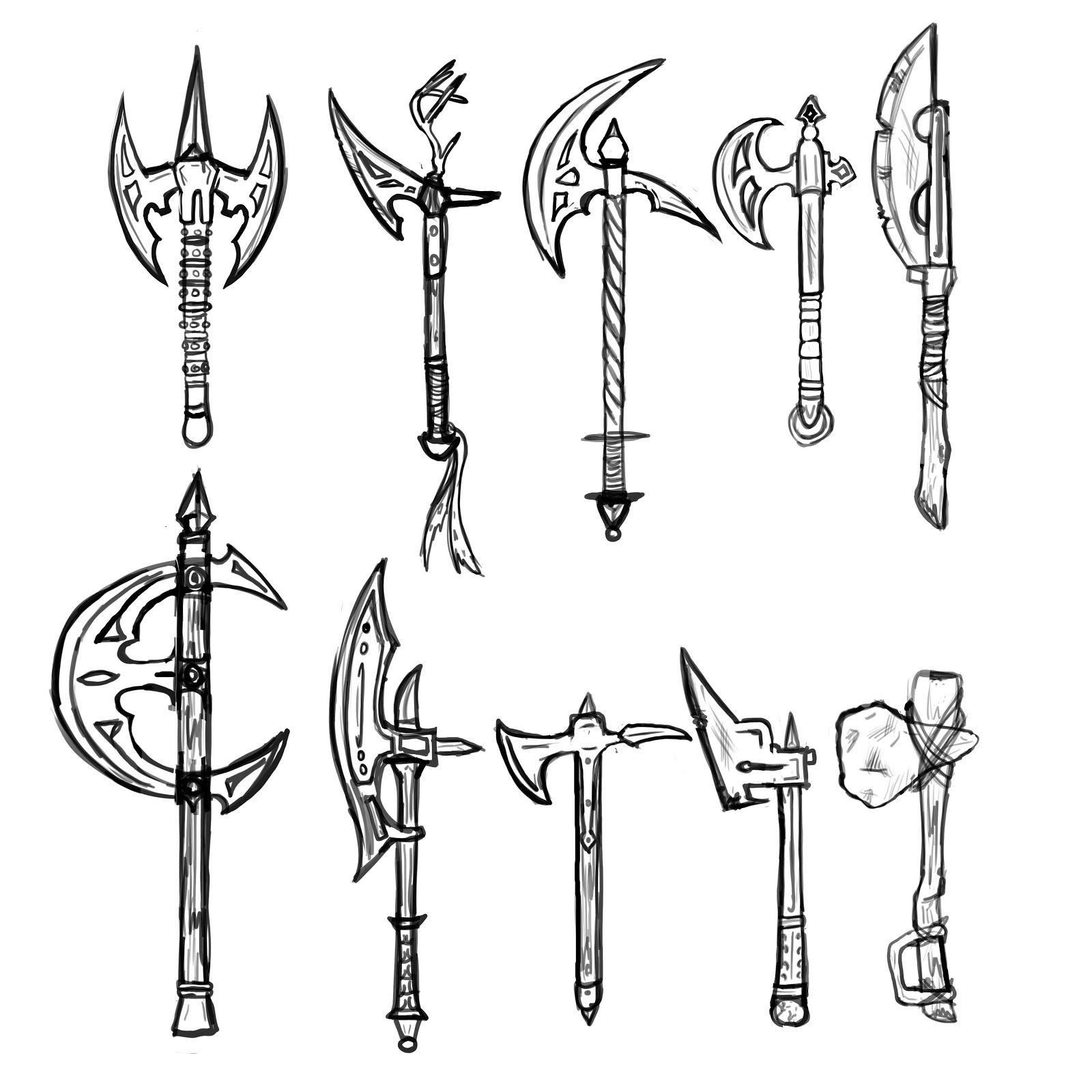 Download Medieval Weapons Drawings Sketch Coloring Page