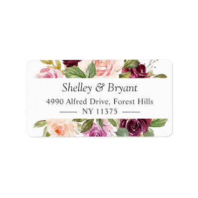  Beautiful Plum Purple Blush Floral Address Label