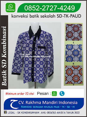 desain baju batik seragam sekolah sd terbaik dan termurah 2024 batik anak sd model lengan panjang warna biru kombinasi polos hitam, contoh batik sd swasta 2024, ukuran siswa sd kelas 1,2,3,4,5,6