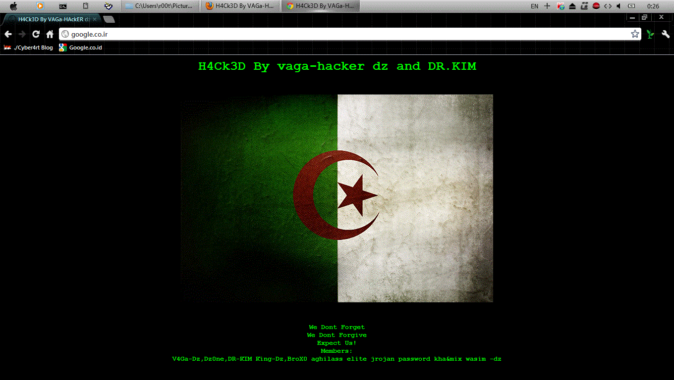 Google.co.ir Hacked by Vaga-hacker dz and DR.KIM