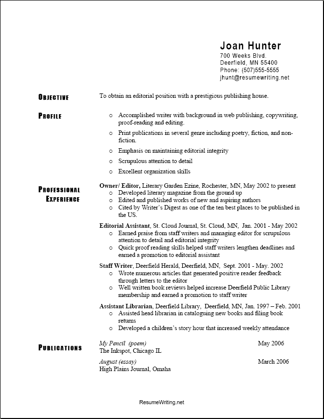 resume samples for students. 2008 New Free Resume Examples