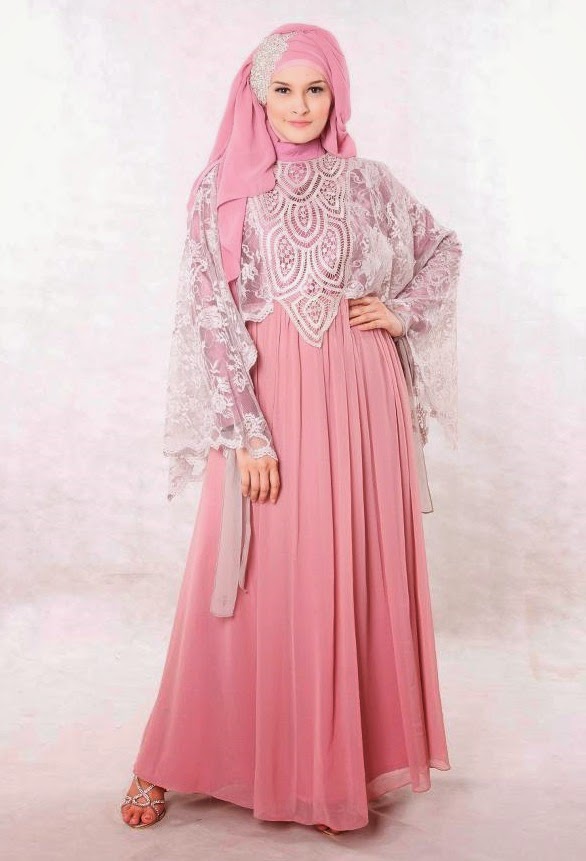baju gamis  pesta  muslim khaki modern  gaun yang  cake ideas 