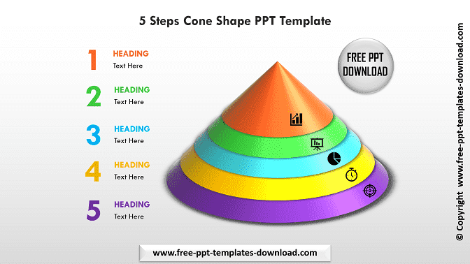 5 Steps Cone Shape PPT Template Download