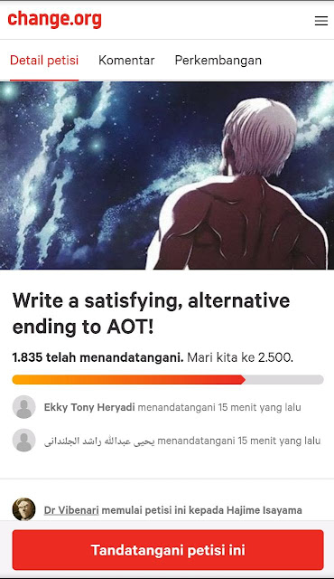 Petisi untuk Merubah Ending Manga Attack on Titan