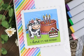 Sunny Studio Stamps: Miss Moo Fancy Frames Make A Wish Comic Strip Everyday Dies Punny Birthday Card by Juliana Michaels