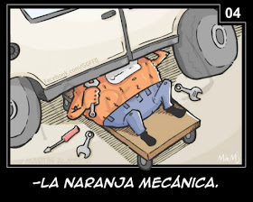 Meme de humor sobre La naranja mecánica