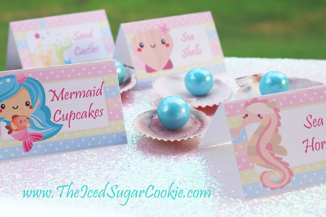 Mermaid Food Label Cards And Printable Cupcake Topper Templates For A DIY Mermaid Birthday Party       Mermaid Food Label Cards And Free Printable Cupcake Topper Templates  For A DIY Mermaid Birthday Party