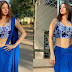 Vedhika Silky Slim Navel Exposed In Blue Saree..