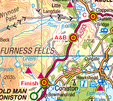 Map of the Coniston area