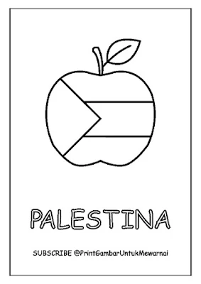 Gambar Mewarnai Bendera Palestina PDF Bentuk Apel 1