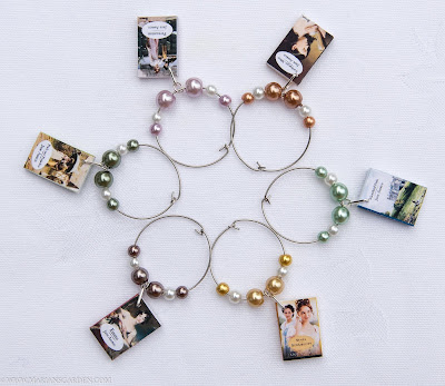 6 Jane Austen Mini Book Themed Wine Charms