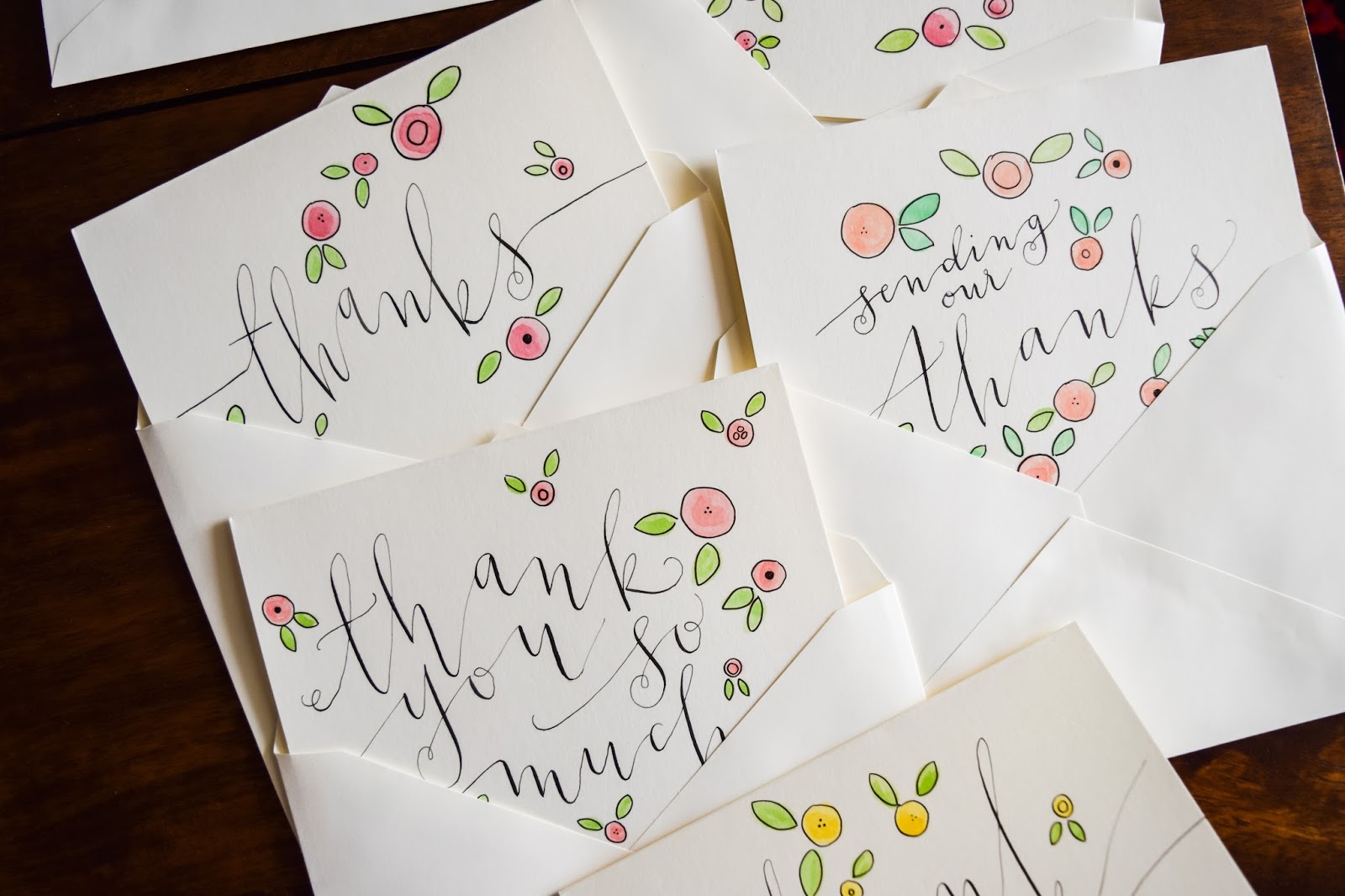DIY calligraphy thank you cards