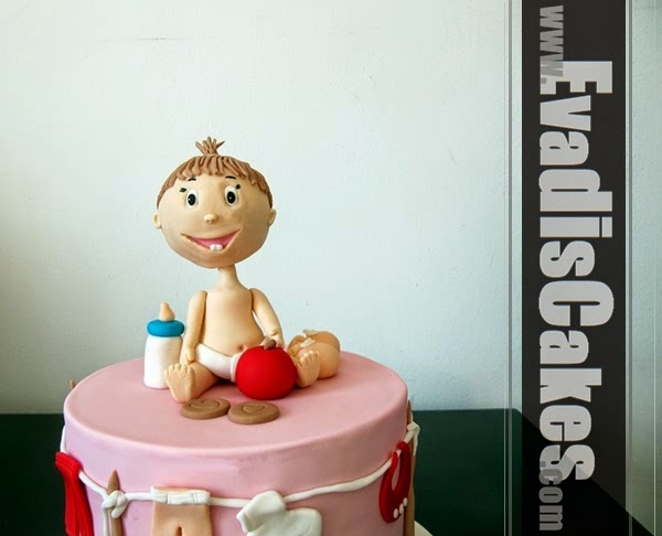 Big head baby cake overall view