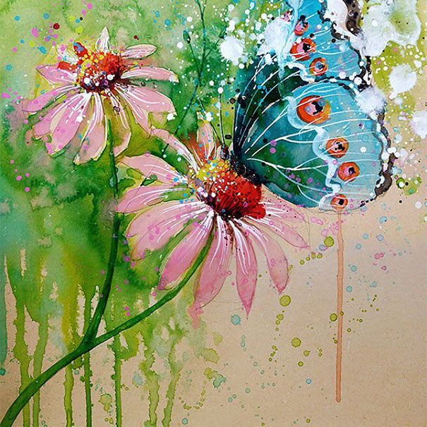 Watercolor splashed Paintings