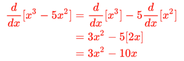 Find the derivative of f(x) = x³ - 5x²