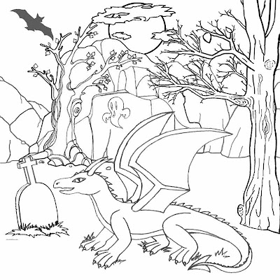 Cute ghost and bat trick or treat worksheets Kids Halloween dragon coloring pages to color for free