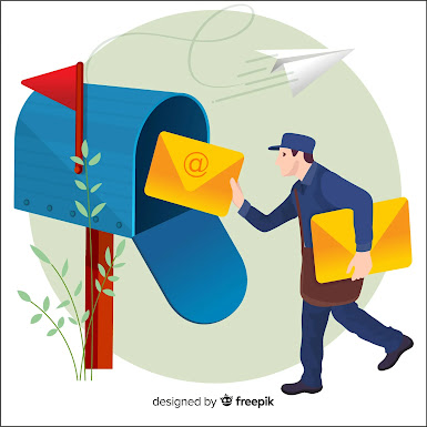 Ilustrasi pengiriman email dengan gambar orang yang memasukkan surat ke kotak surat, merepresentasikan pengiriman email melalui internet. Pengiriman email menjadi salah satu cara yang paling populer dan efisien dalam berkomunikasi di era digital ini.
