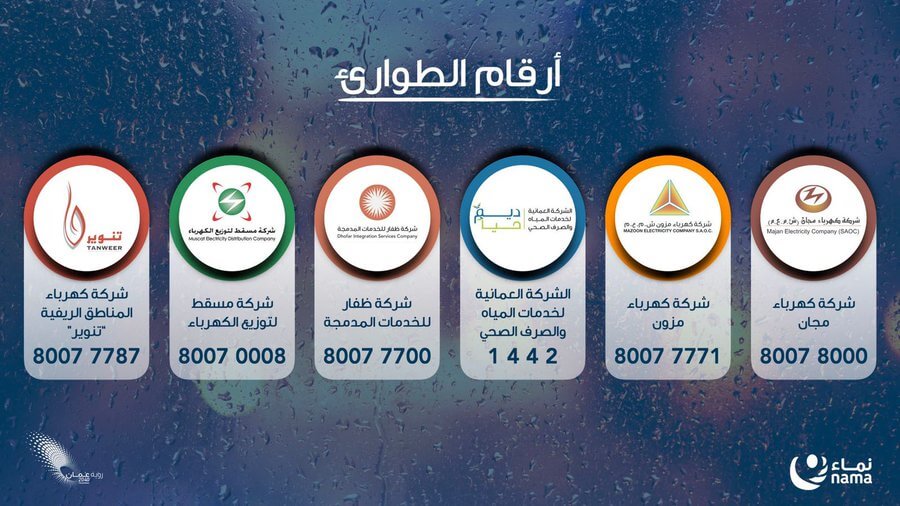 أرقام الطوارئ لخدمات الكهرباء والصرف الصحي