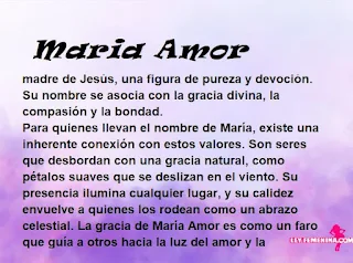 ▷ Significado del nombre Maria Amor