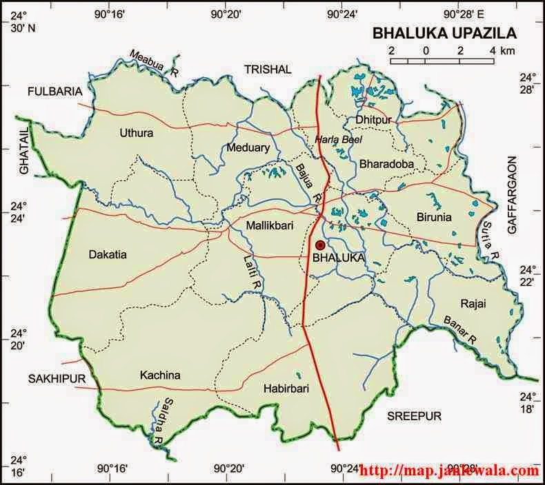 bhaluka upazila map of bangladesh