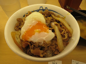 Best Tokyo Gyudon Beef Bowl; raw onsen tamago egg; Tokyo Consult. TokyoConsult