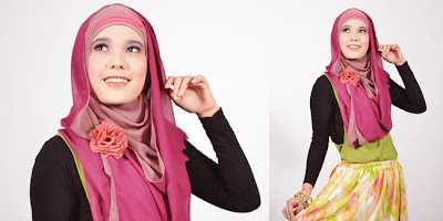 Cara Menggunakan Hijab Pashmina 2 Warna Simple