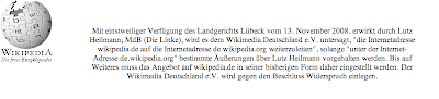 Screenshot della pagina di www.wikipedia.de sottoposta a seuqestro in seguito alla denuncia del deputato de Die Linke Lutz Heilmann