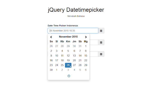 jQuery Bootstrap Datetimepicker Indonesian Language