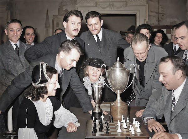 Gisela Gresser and Arnold Denker at the 1944 New York City, New York, U.S. and U.S. Women's Chess Championships, 1944