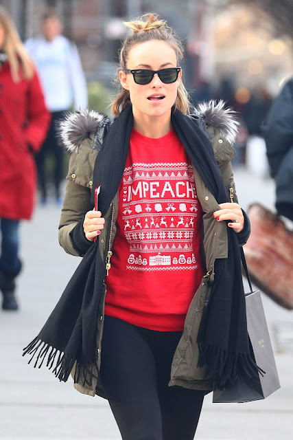 Olivia Wilde Picture In Red Impeach Christmas Sweater 