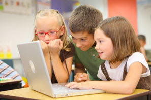 Students using computer