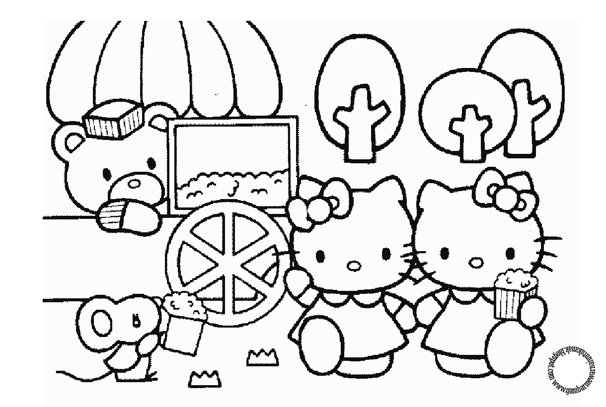  Gambar  Mewarnai  Hello  Kitty  Untuk Anak Gambar  Mewarnai  