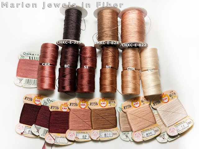 Compare C-Lon Bead Cord Colors with Silks and Chinese Knotting Cord