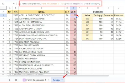 rekap nilai soal online google form