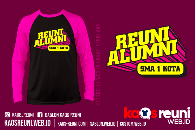 Desain Sablon Kaos Pink Hitam Reuni Alumni SMA Negeri 1 - Kaos Reuni Online