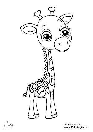 Giraffe with big head coloring sheet