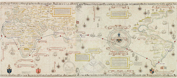 Map of Enrique of Malacca's circumnavigation