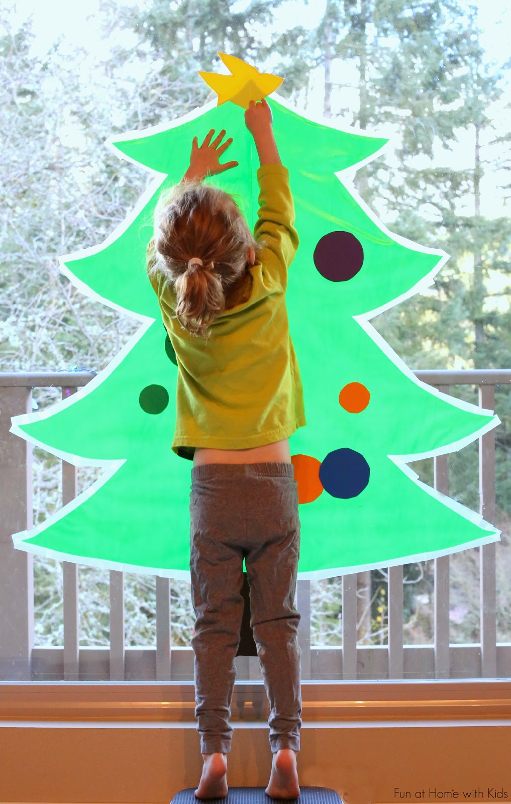 Sticky Contact Paper Christmas Tree for Kids