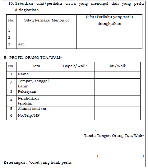 gambar 2 Formulir Pengenenalan Lingkungan Sekolah Bagi Siswa Baru