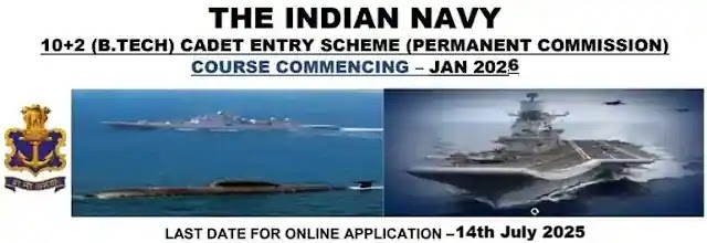 Indian Navy 10+2 Technical Cadet Entry January 2026 batch