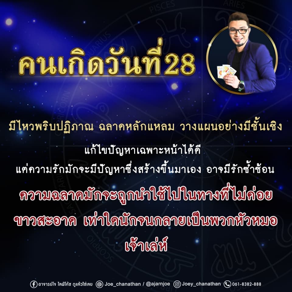 เลขวันเกิด - ดวงคนเกิดวันที่ 28