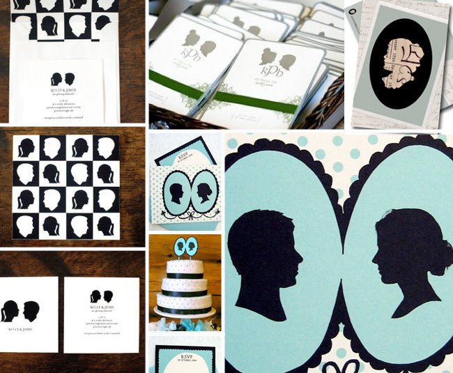 silhouettes as wedding invitations Left invitations from lily darby via