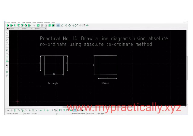 Draw a line line diagram of absolute co ordinate by using co ordinate method