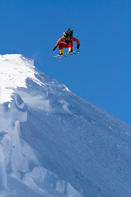 Trevor Lane does a big air off of a cornice.