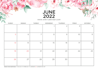 Free Printable Calendar June 2022