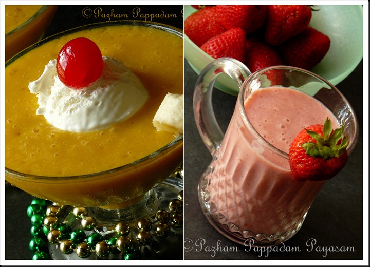 Banana mango and starwberry dates milkshake