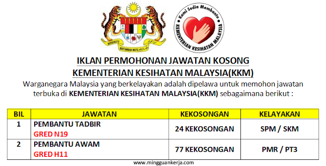 Terkini! 101 Kekosongan Jawatan Taraf SPM / PMR Pembantu ...