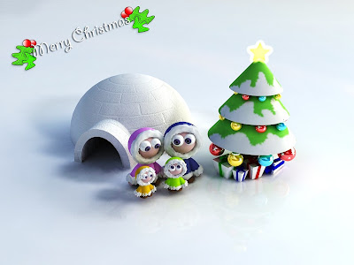 3d cute christmas wallpaper family